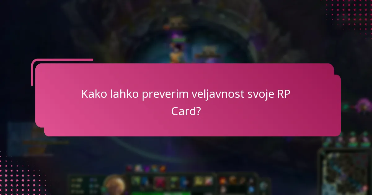 Katere so možnosti obnove RP Card?